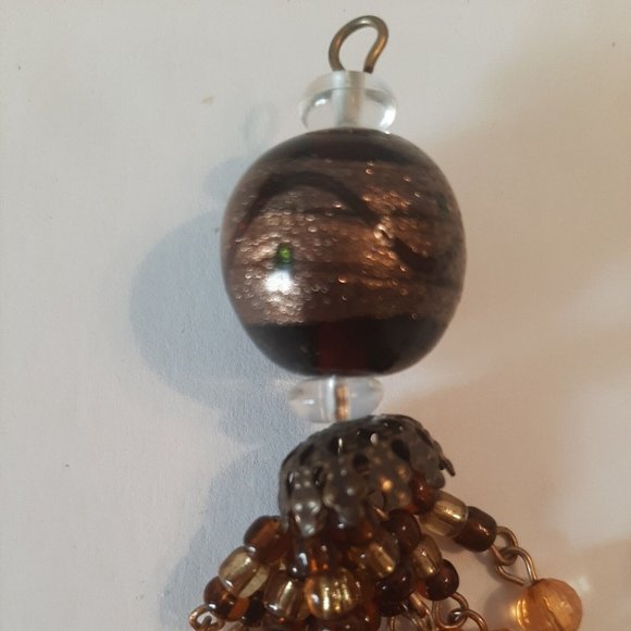 Amber Brown and Clear Colored Beaded Tassel 5.5 Inches Crafts - Picture 2 of 8